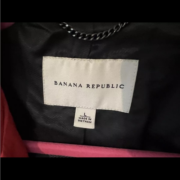 Banana Republic Orange Red Hip length trench belt Lined Coat Jacket Size L - Picture 2 of 13